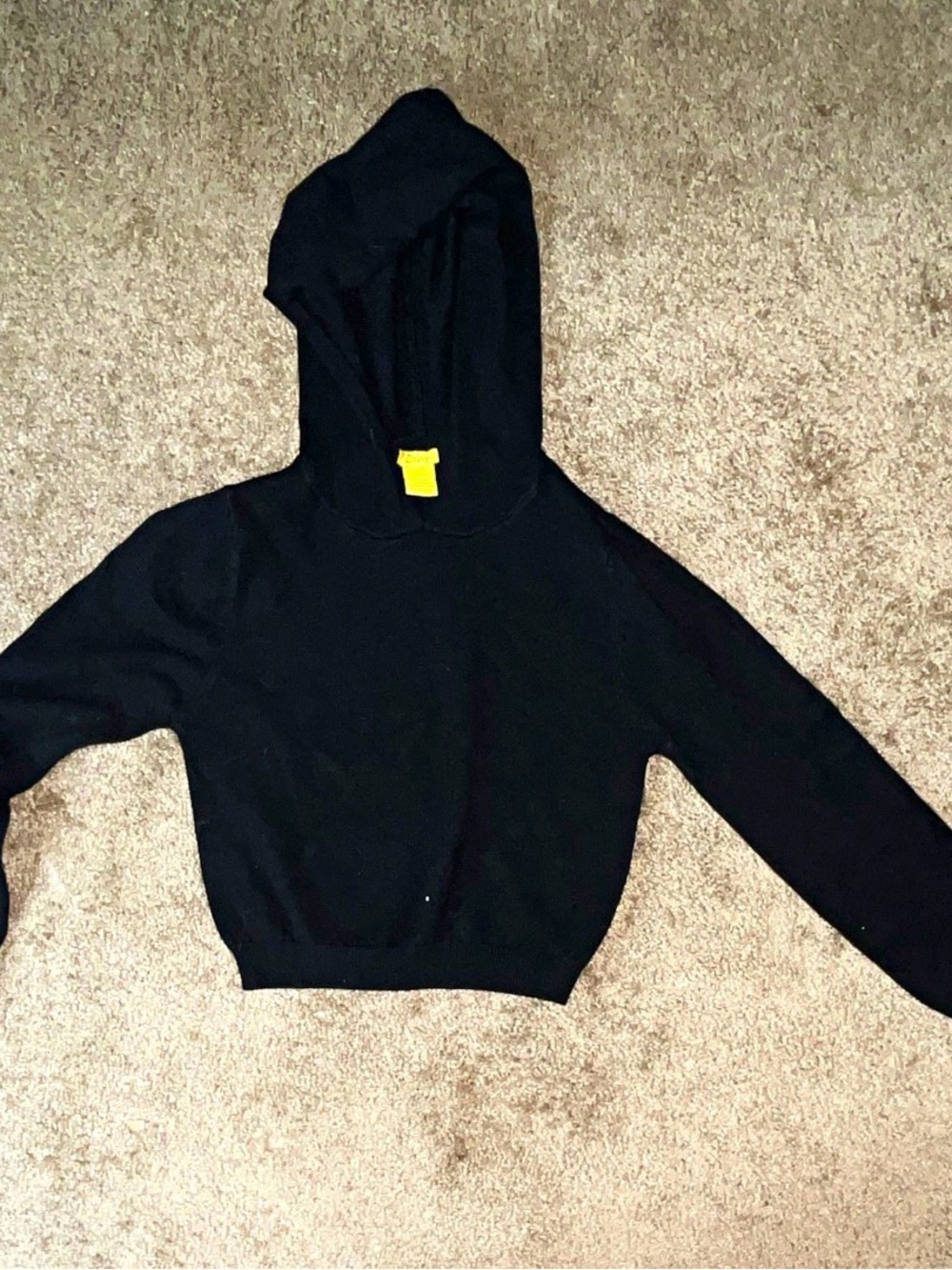 Women's Black Hooded Cropped Sweater - Lightweight Pullover
